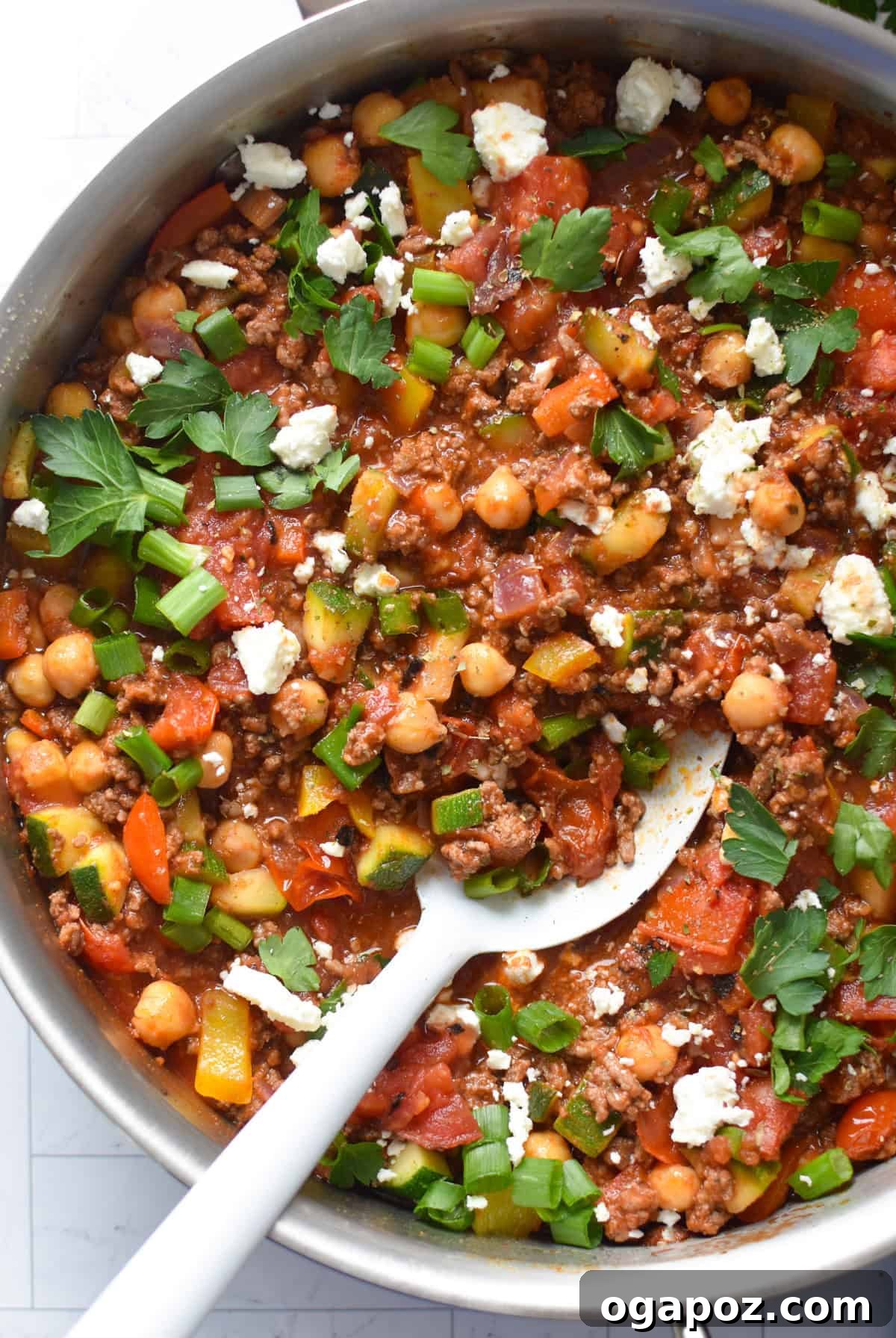 Vibrant Mediterranean Ground Beef Skillet 2 Mediterranean Ground Beef Skillet in a skillet