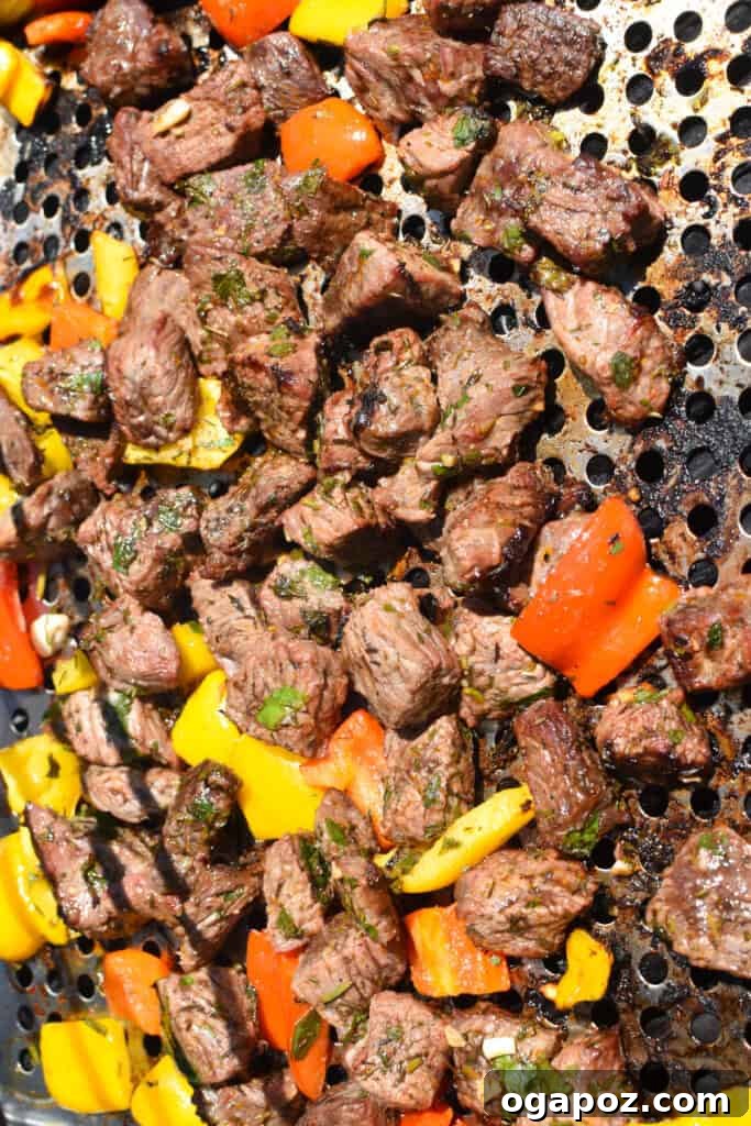 Sun-Drenched Steak Morsels 8 Mediterranean Steak Bites on a grill pan