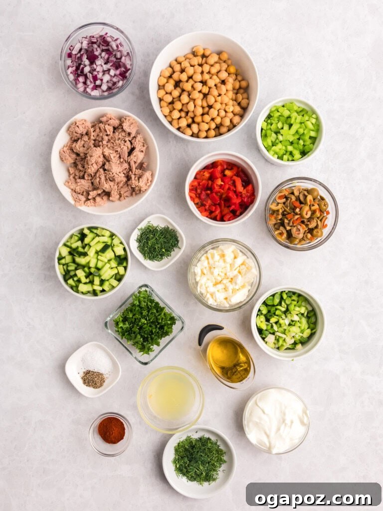 Sun-Kissed Mediterranean Tuna and Chickpea Delight 6 Mediterranean Tuna and Chickpea Salad recipe ingredients