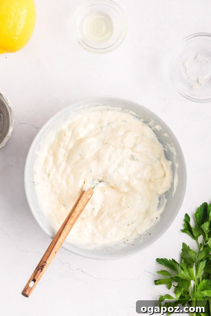 Garlic Lemon Aioli in a small serving bowl