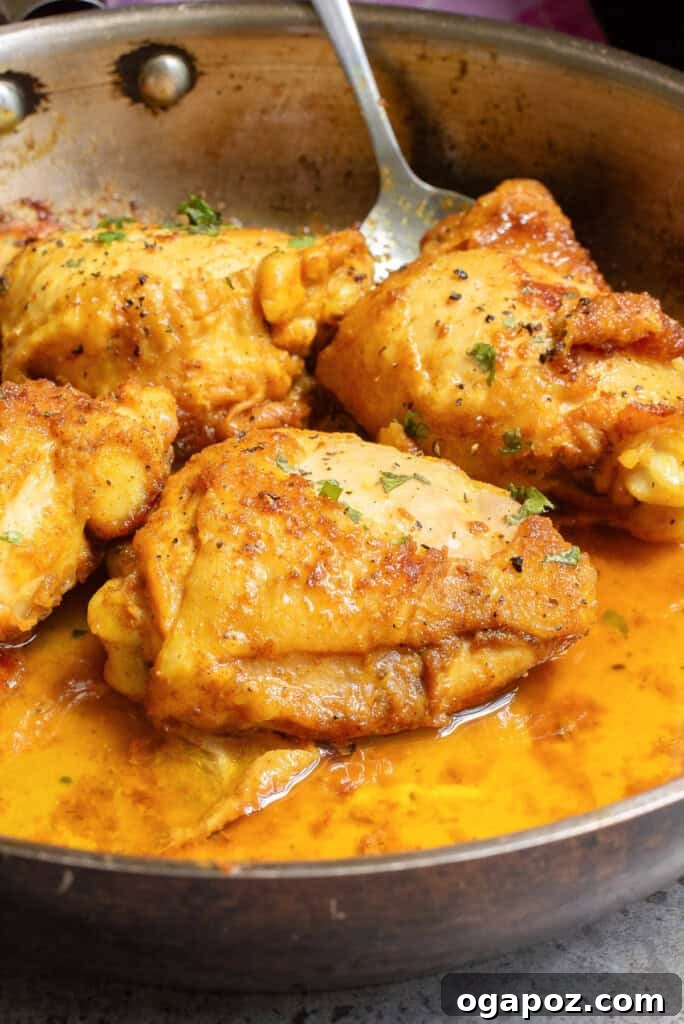 Golden Turmeric Chicken 6 Turmeric Chicken in a skillet