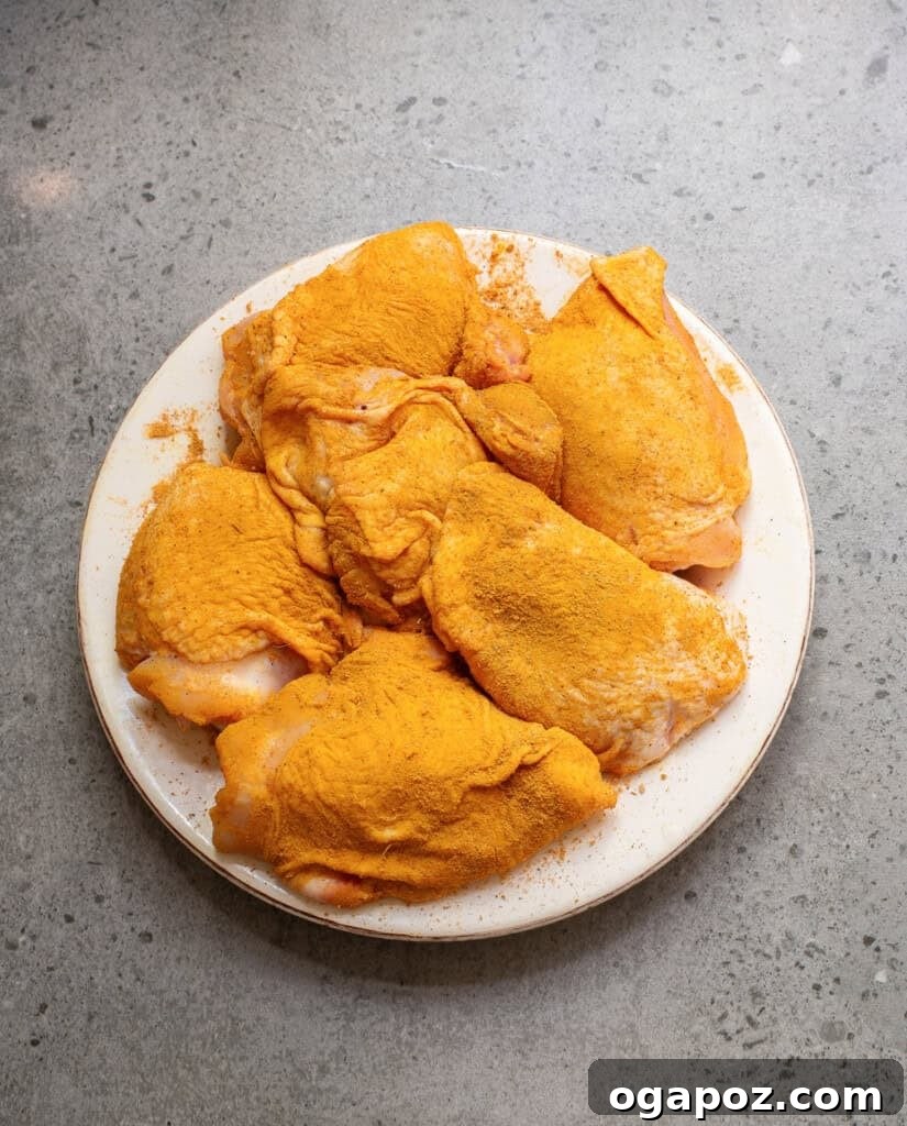 Golden Turmeric Chicken 8 Turmeric Chicken with rub on chicken