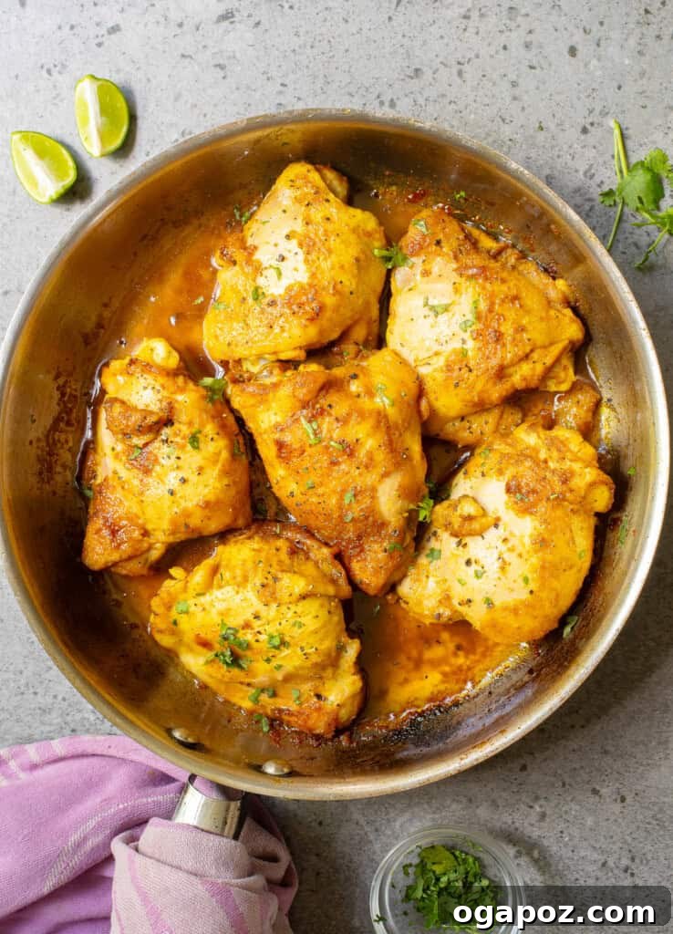 Golden Turmeric Chicken 9 Turmeric Chicken in a skillet