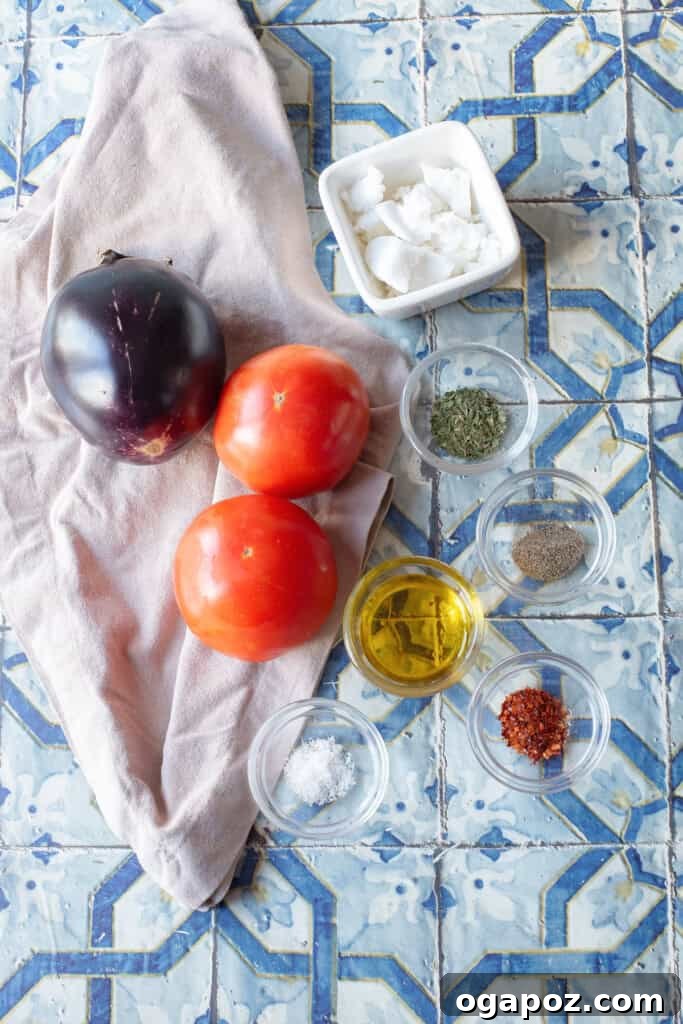 Rustic Skillet Tomato and Eggplant 3 Fresh ingredients for Skillet Tomato and Eggplant recipe