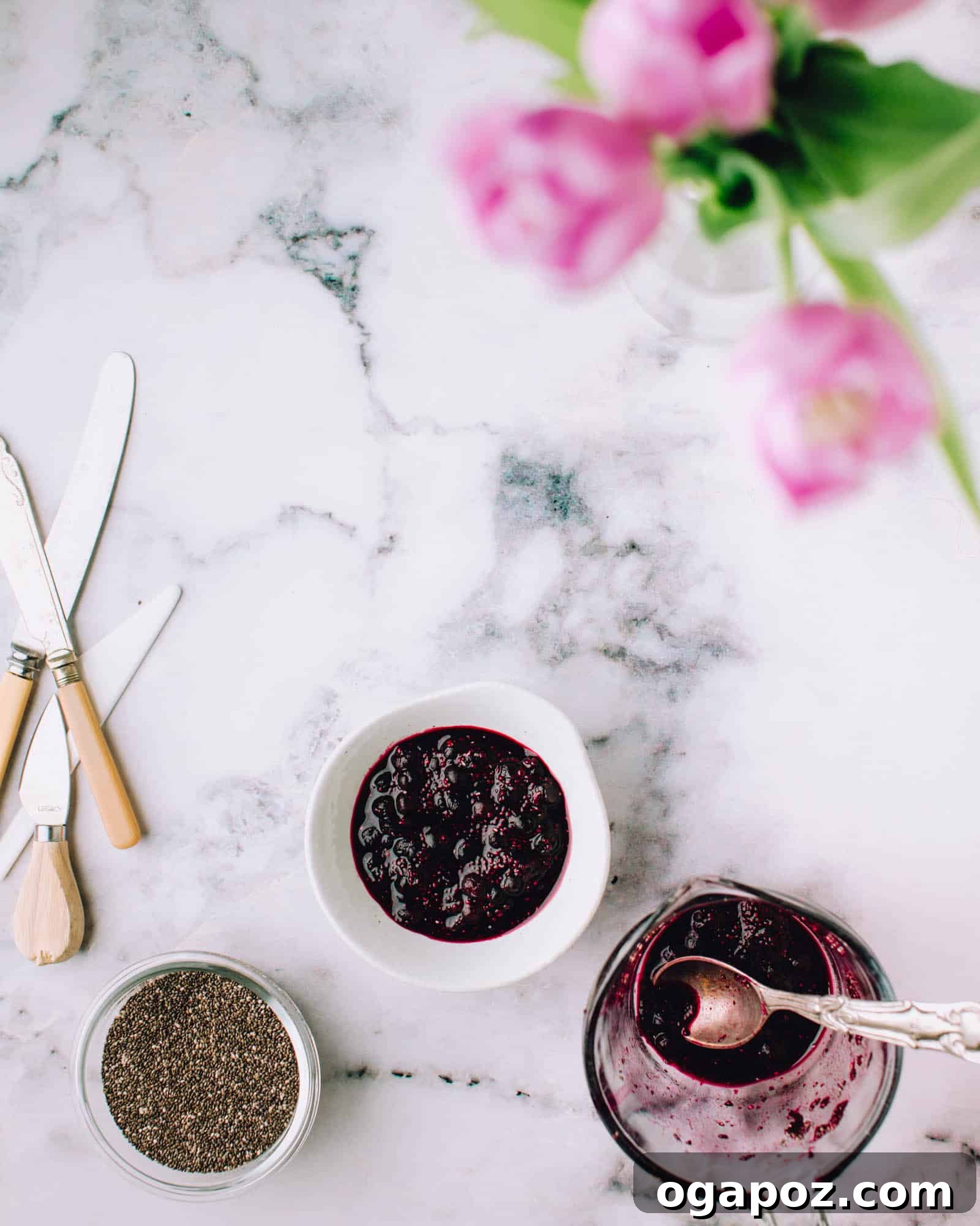 Transform Any Fruit into Vibrant Chia Seed Jam 5 Close-up of Homemade Blueberry Chia Jam in a Small Bowl