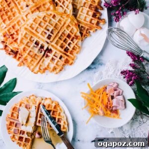 Savory Ham and Cheese Buttermilk Waffles 3 Ham & Cheese Waffles