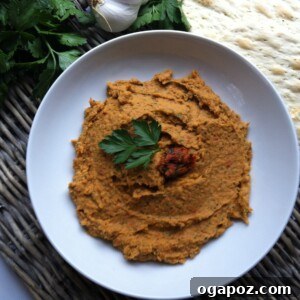 White Bean and Sun-Dried Tomato Dip in a rustic serving bowl, garnished