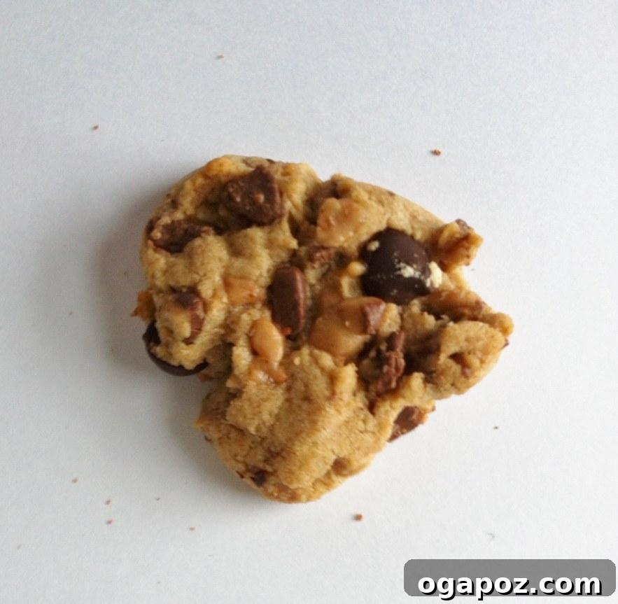 Toffee-Kissed Peanut Butter Cookies 4 A plate of delicious Peanut Butter Toffee Cookies, fresh from the oven and ready to be enjoyed.