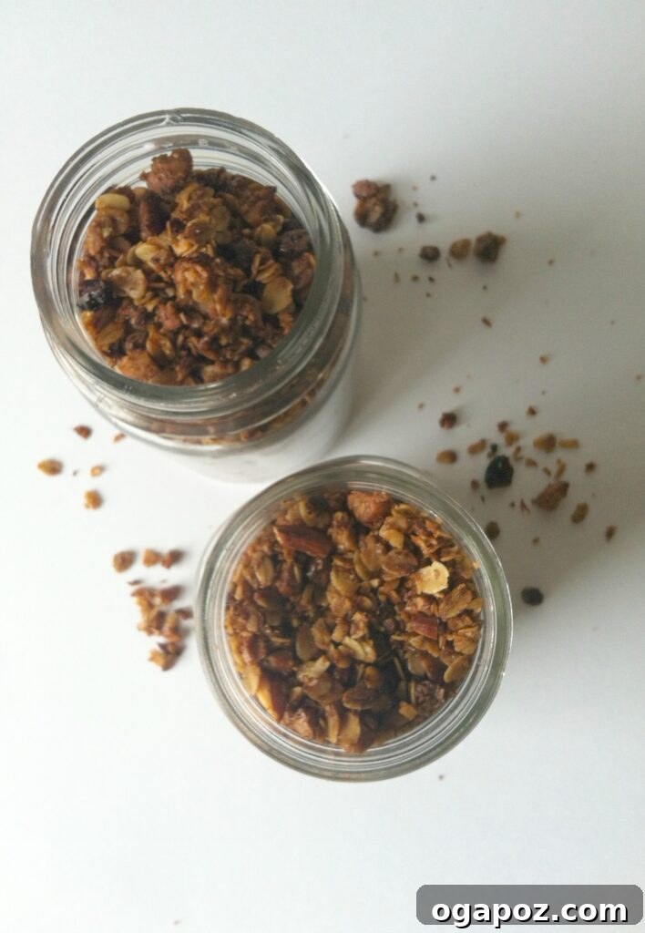 Craft Your Own Wholesome Granola 5 Freshly made granola stored in an airtight glass jar