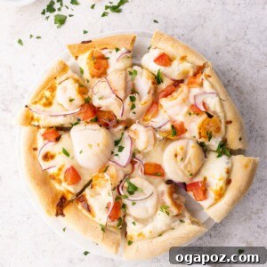 Seafood Pizza on a counter.
