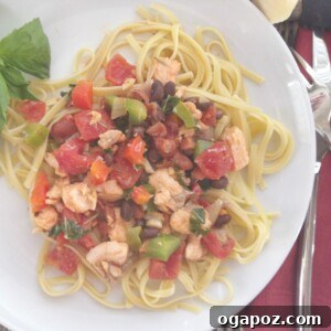 This delicious Salmon Linguine is a light and healthy meal made from a recipe passed down to me from my Mom.