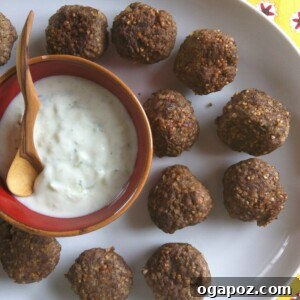 Kibbeh Meatballs With Spiced Yogurt Sauce recipe image