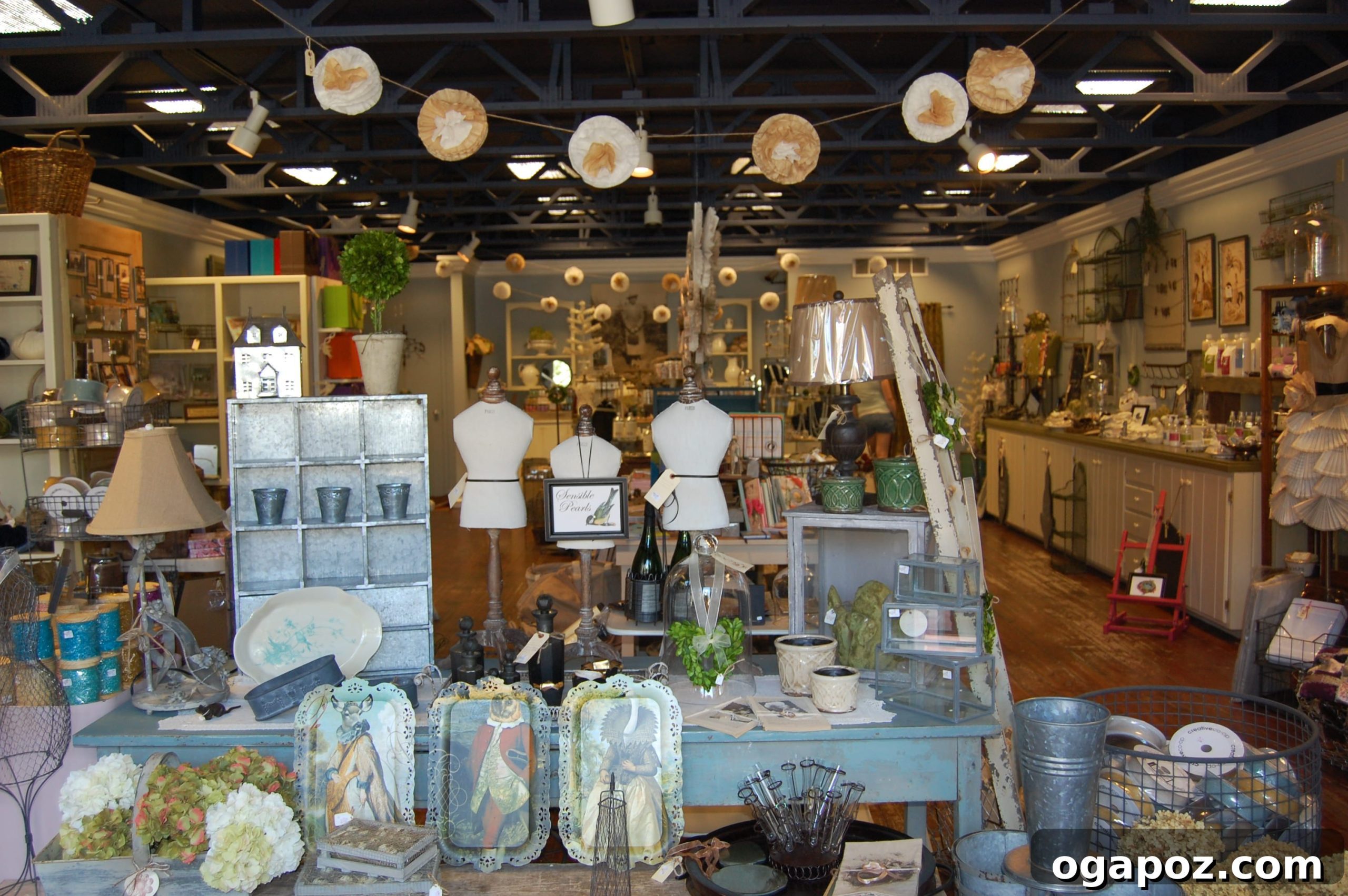 Sensible Pearls Interior Interior of Sensible Pearls shop in Suttons Bay, featuring vintage-inspired home goods and decor.