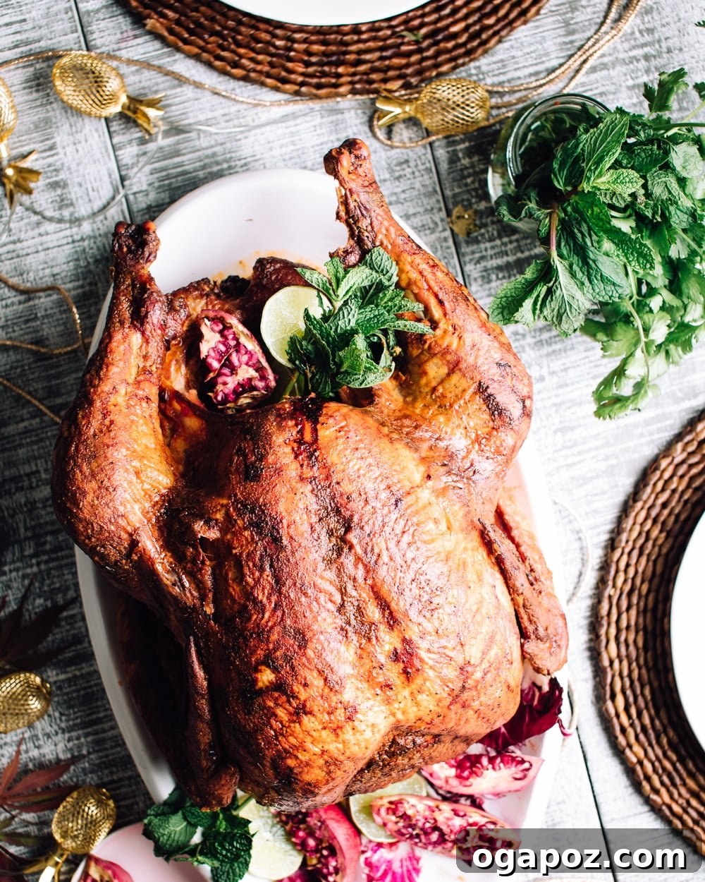 Tandoori Spiced Roast Turkey 3 A beautifully roasted Tandoori Turkey, golden and inviting, ready to be carved