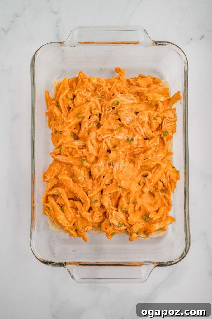 Ultimate Buffalo Chicken Sliders 6 Easy Buffalo Chicken Sliders: chicken mixture on bottom buns