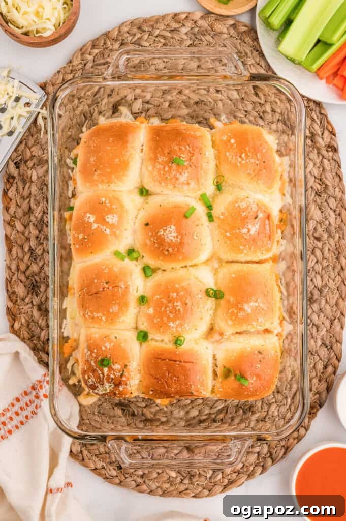 Ultimate Buffalo Chicken Sliders 9 Easy Buffalo Chicken Sliders baked and garnished with green onions