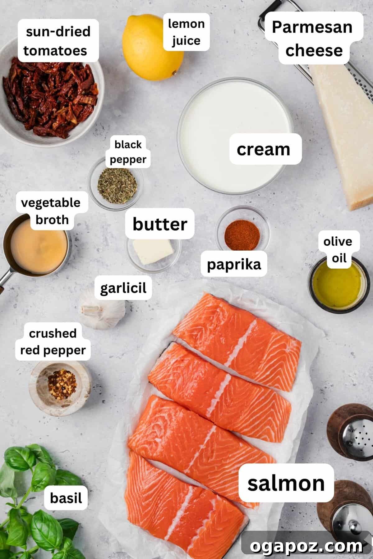 Engagement Salmon 5 All the ingredients laid out for Marry Me Salmon recipe