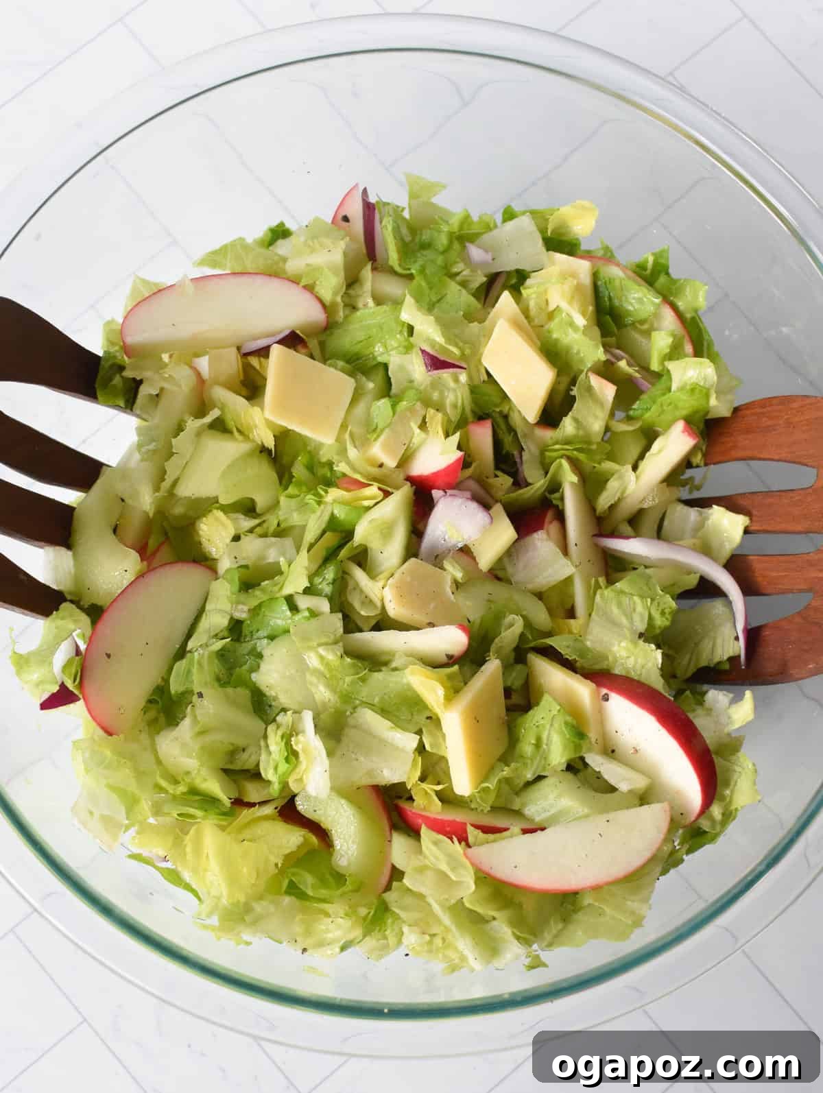 Refreshing Apple Celery Crunch 8 Easy Apple and Celery Salad mixed in a clear bowl