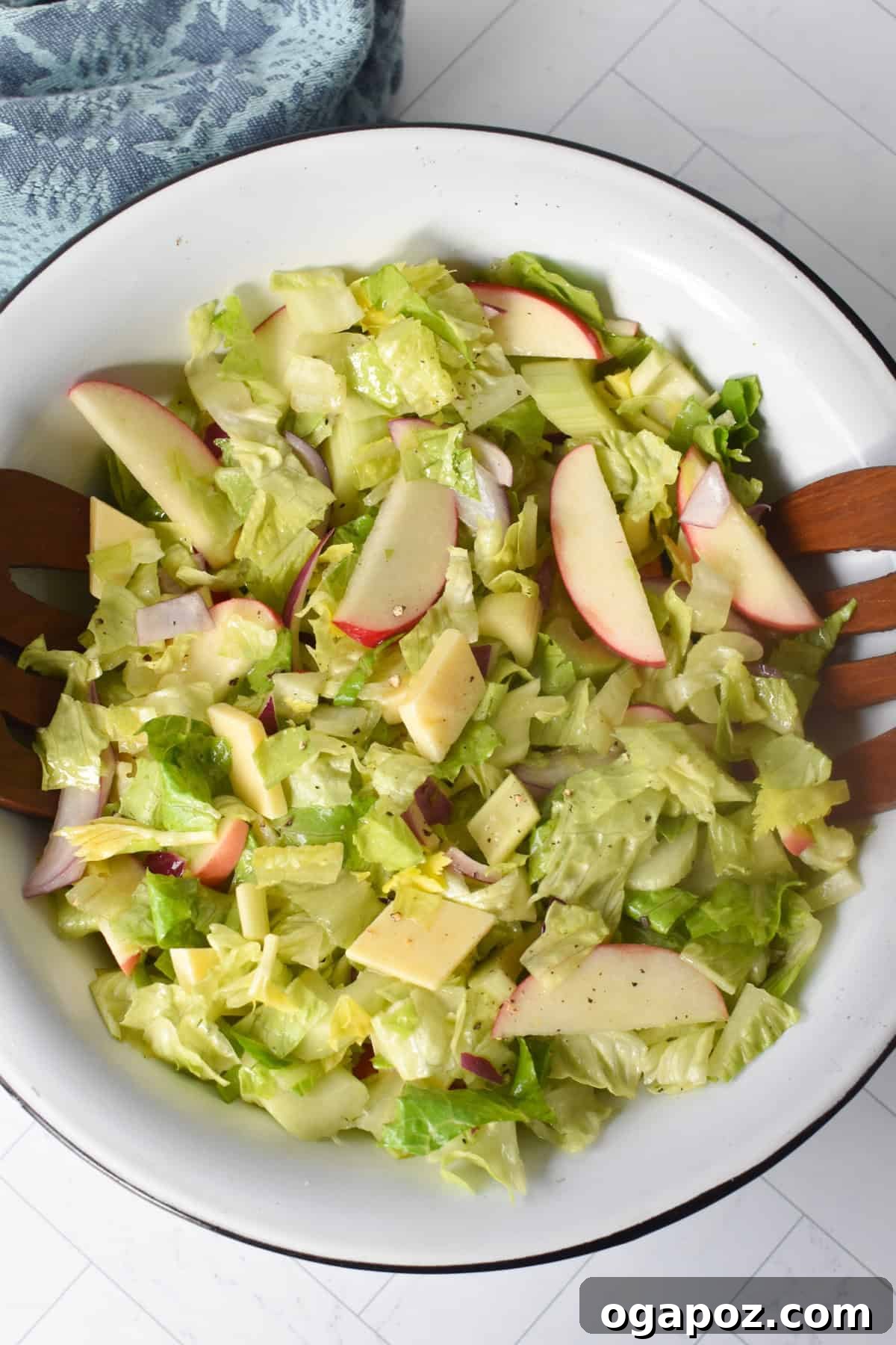 Refreshing Apple Celery Crunch 9 Apple Celery Salad in a white bowl