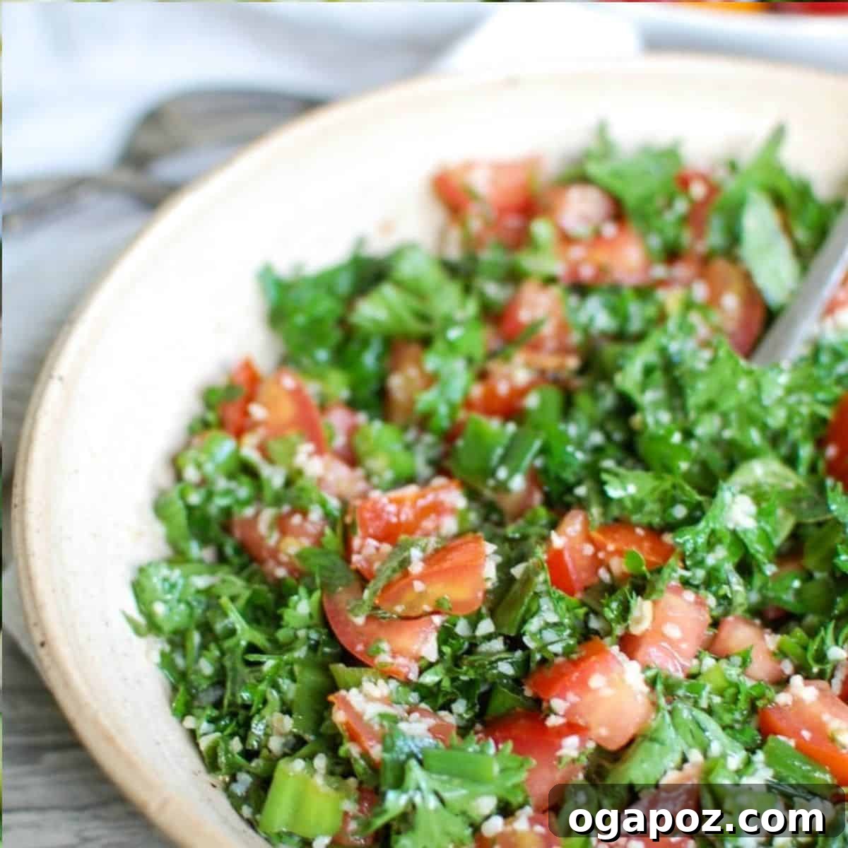 Close-up of fresh Easy Tabbouleh Recipe
