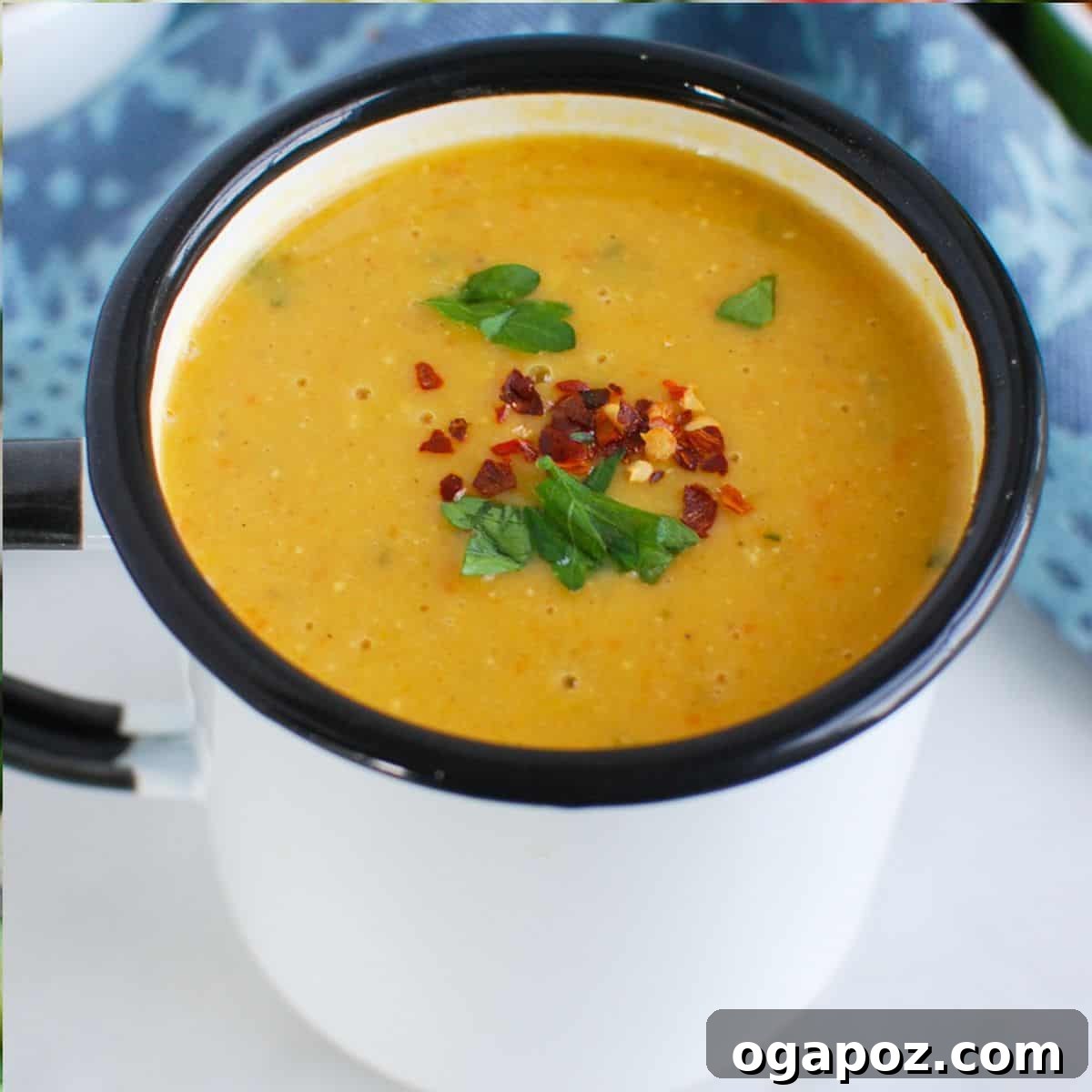 Hearty Lebanese Lentil Soup in a rustic bowl