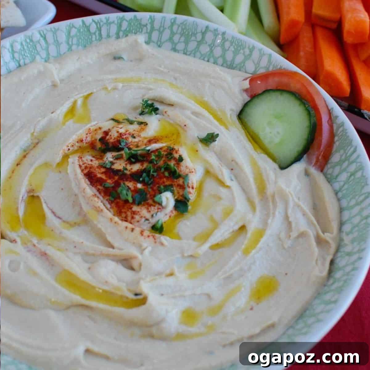 Creamy Lebanese Hummus with olive oil and paprika