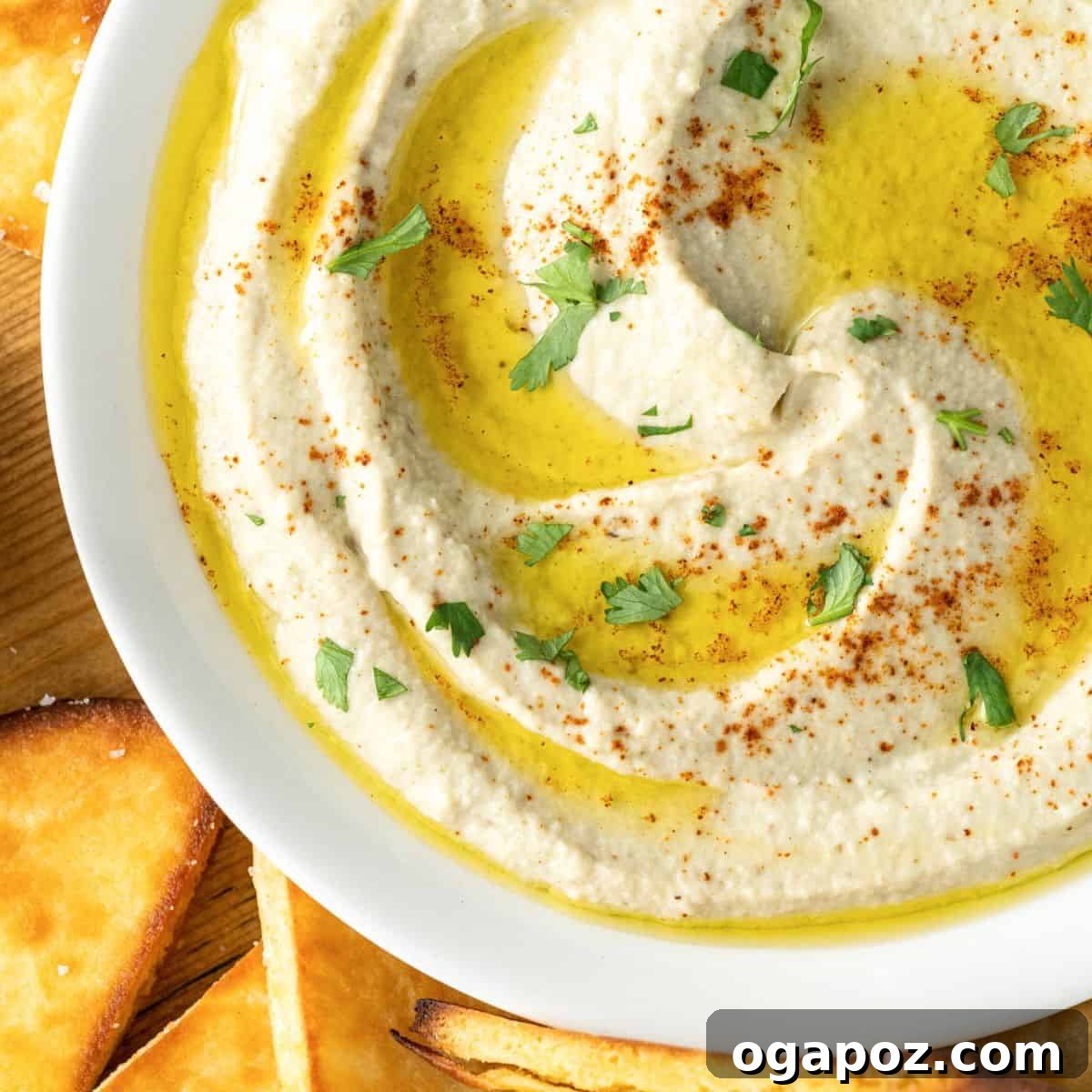 Smoky Baba Ghanoush dip topped with fresh parsley