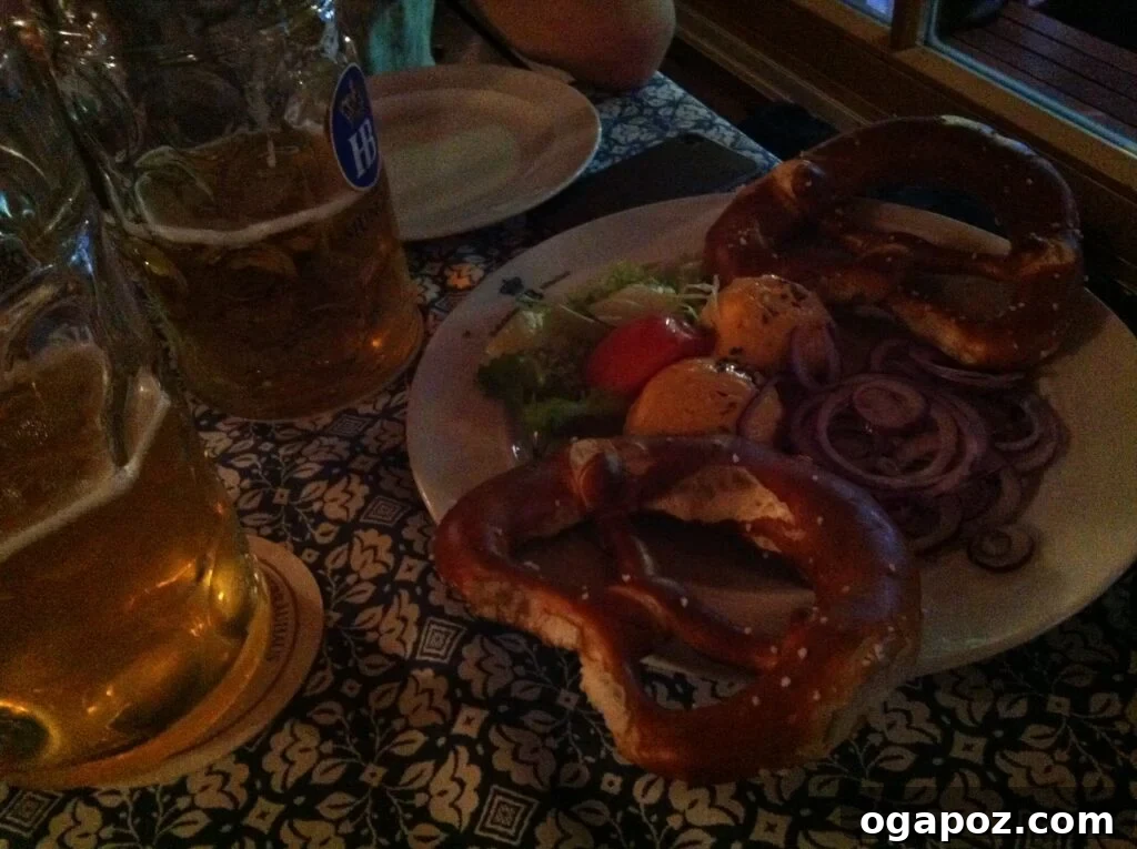 Munich: A Bavarian Jewel 7 A vibrant display of freshly baked pretzels, showcasing their delicious golden-brown crust and coarse salt