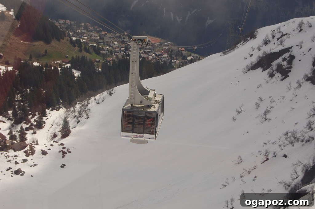 Interlaken Swiss Adventure Hub 11 Cable car traveling up the mountain in the Swiss Alps