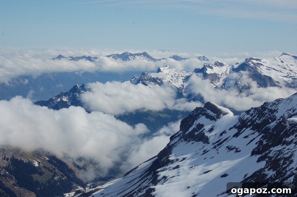 Interlaken Swiss Adventure Hub 14 View of the Shilthorn Piz Gloria revolving restaurant with alpine background