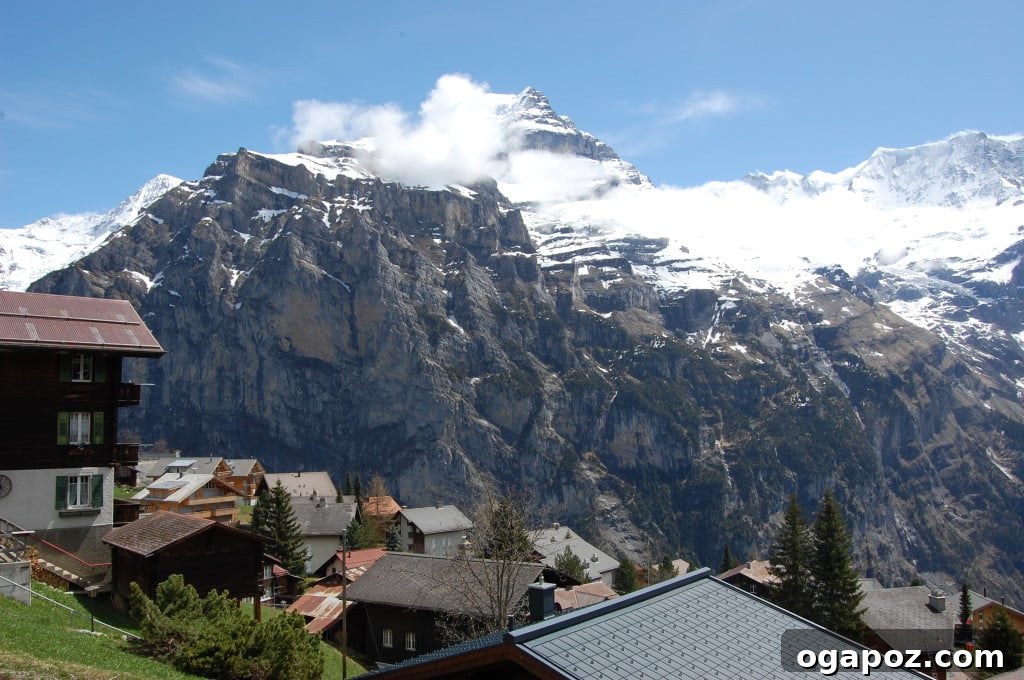 Interlaken Swiss Adventure Hub 17 View of Murren village nestled in the Swiss Alps