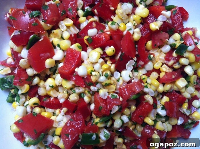 close up of Grilled Corn Salsa