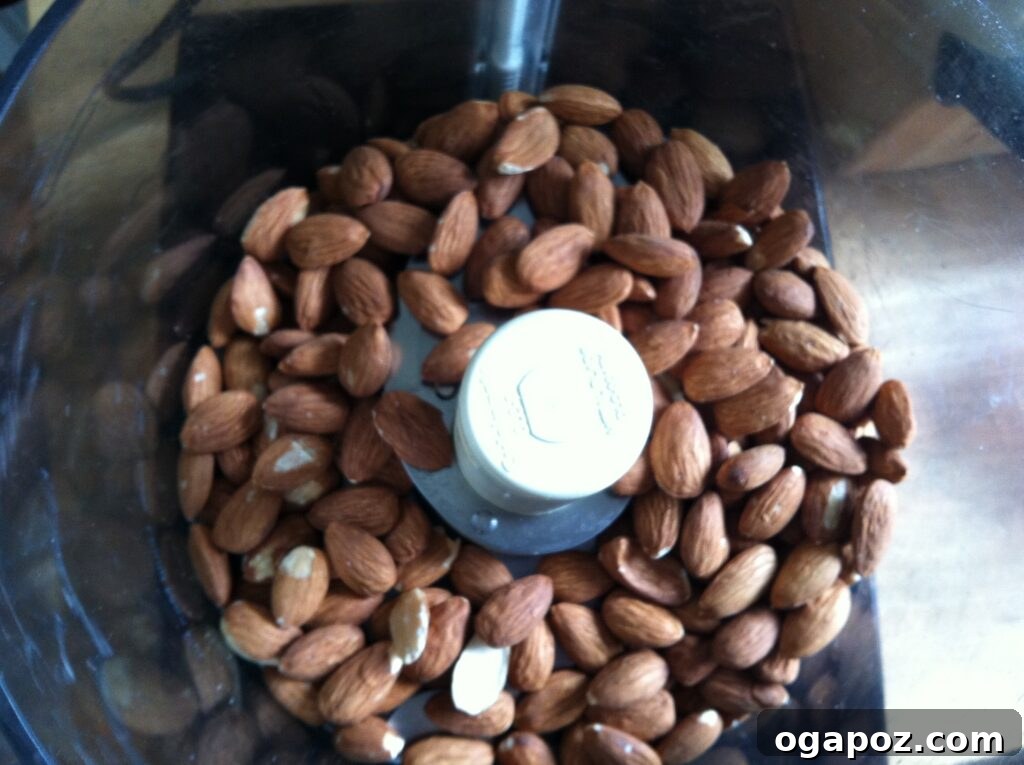 Two cups of whole almonds, ready for processing into homemade butter