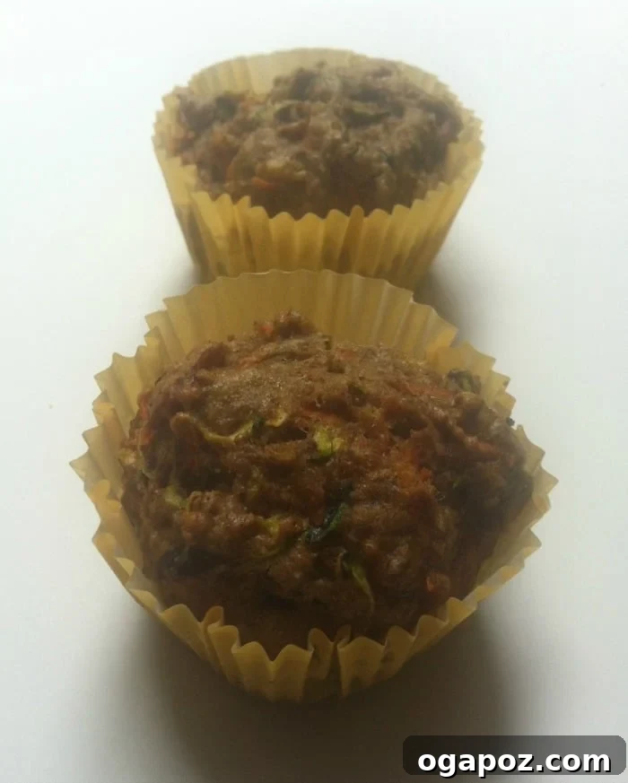 Wholesome Carrot Zucchini Muffins for Little Ones 3 Closeup of Carrot Zucchini Muffins, indicating nut-free option