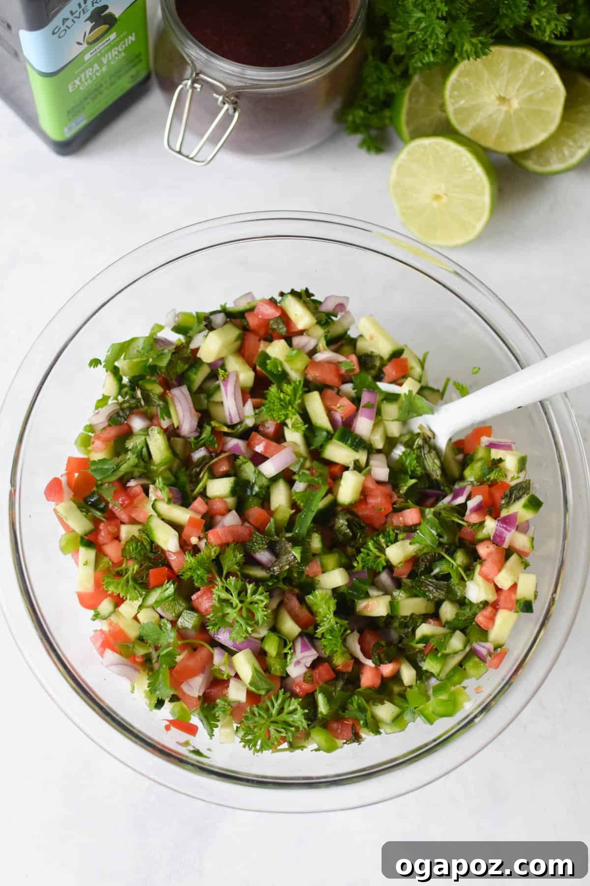 Authentic Shirazi Salad Recipe 8 Shirazi Salad Recipe mixed in clear bowl