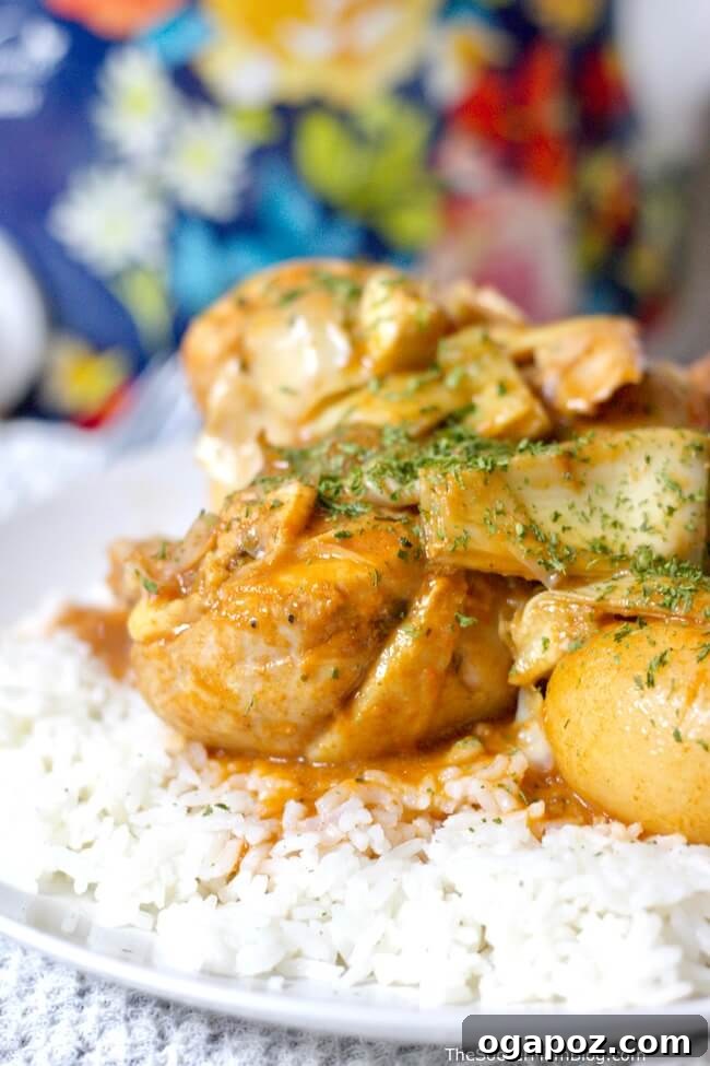 41 Delicious Chicken Drumstick Recipes: Simple and Super Juicy 37 Slow Cooker Italian Chicken and Potatoes over a bed of rice
