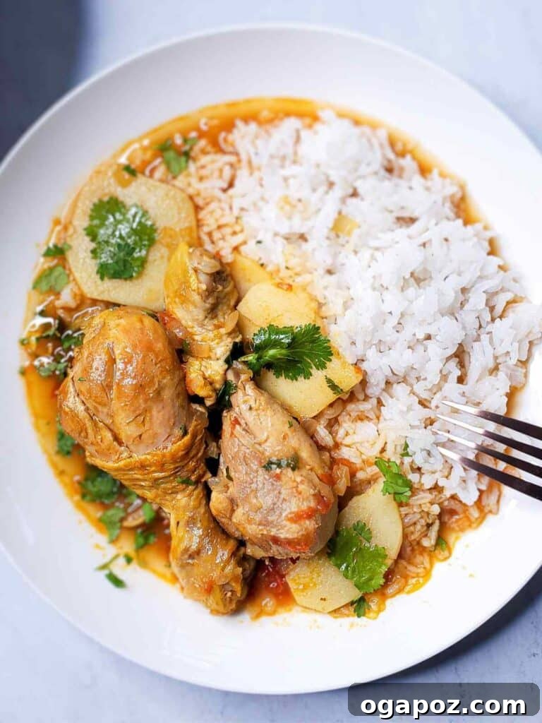 41 Delicious Chicken Drumstick Recipes: Simple and Super Juicy 41 Colombian Chicken Stew over a bed of rice