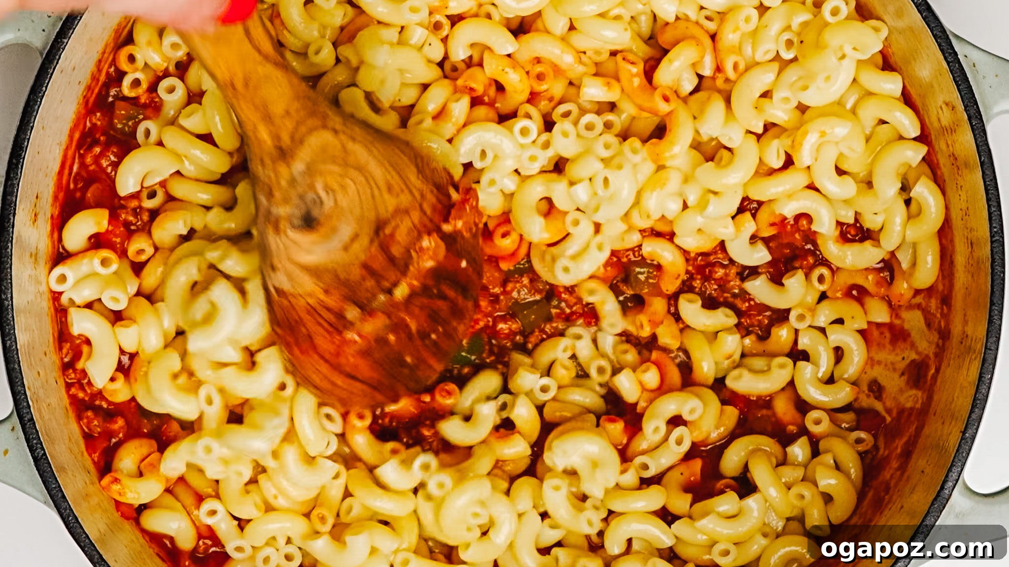 Hearty American Macaroni Bake 7 Steps of making American Chop Suey.