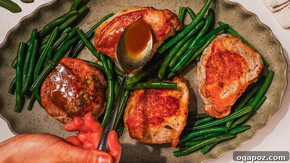 Signature Stuffed Pork Chops with an Unforgettable Pan Sauce 9 Step 6: Preparing the pan sauce in the same skillet after the pork chops have been removed.