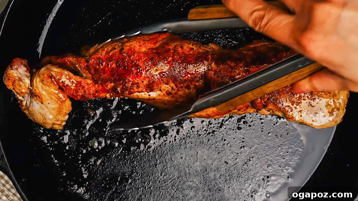 Irresistibly Juicy Pork Tenderloin Marinade 6 Searing pork tenderloin in a hot cast iron skillet to develop a caramelized crust.