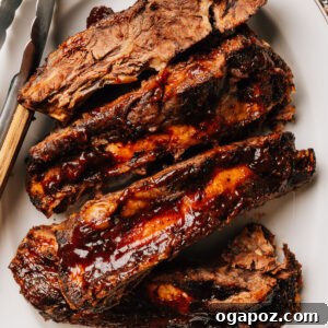 Fall-Off-The-Bone Oven Ribs 9 Oven baked Beef Ribs recipe finished on a plate.