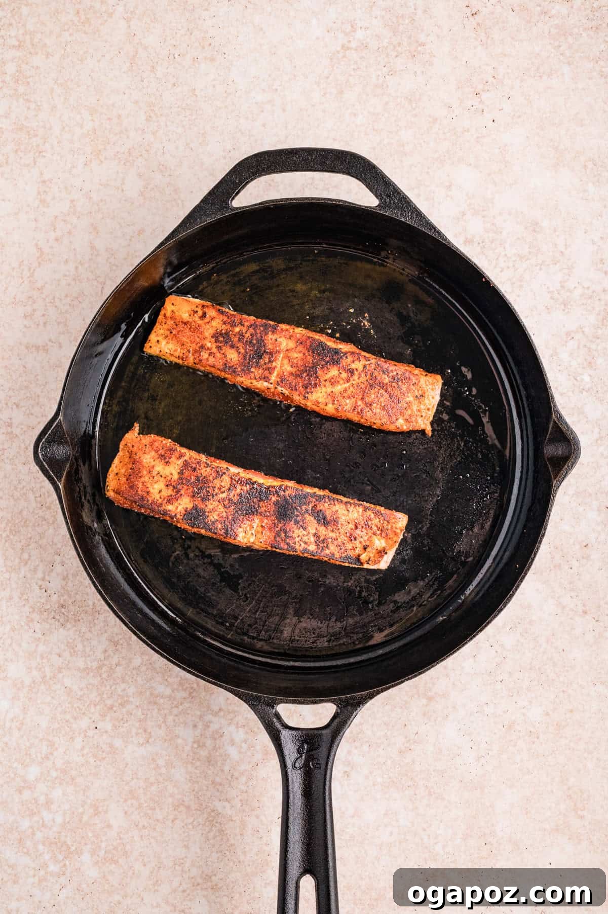 Dynamite Salmon 9 Salmon in a skillet for Bang Band Salmon