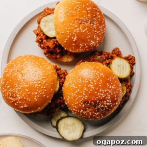Classic Sloppy Joes Recipe: Savory Ground Beef Sandwiches 13 Easy sloppy joes recipe in buns on a plate.