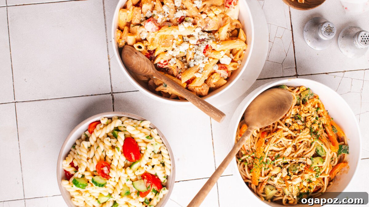 Summer Salads, Slaws & Pasta Salad Recipes for Every BBQ 2 BBQ Side dish recipes on a counter.