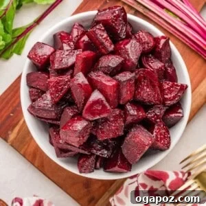 Quick Oven-Roasted Beets in 30 Minutes (No Foil) 15 Simple Oven Roasted Beets in a white bowl