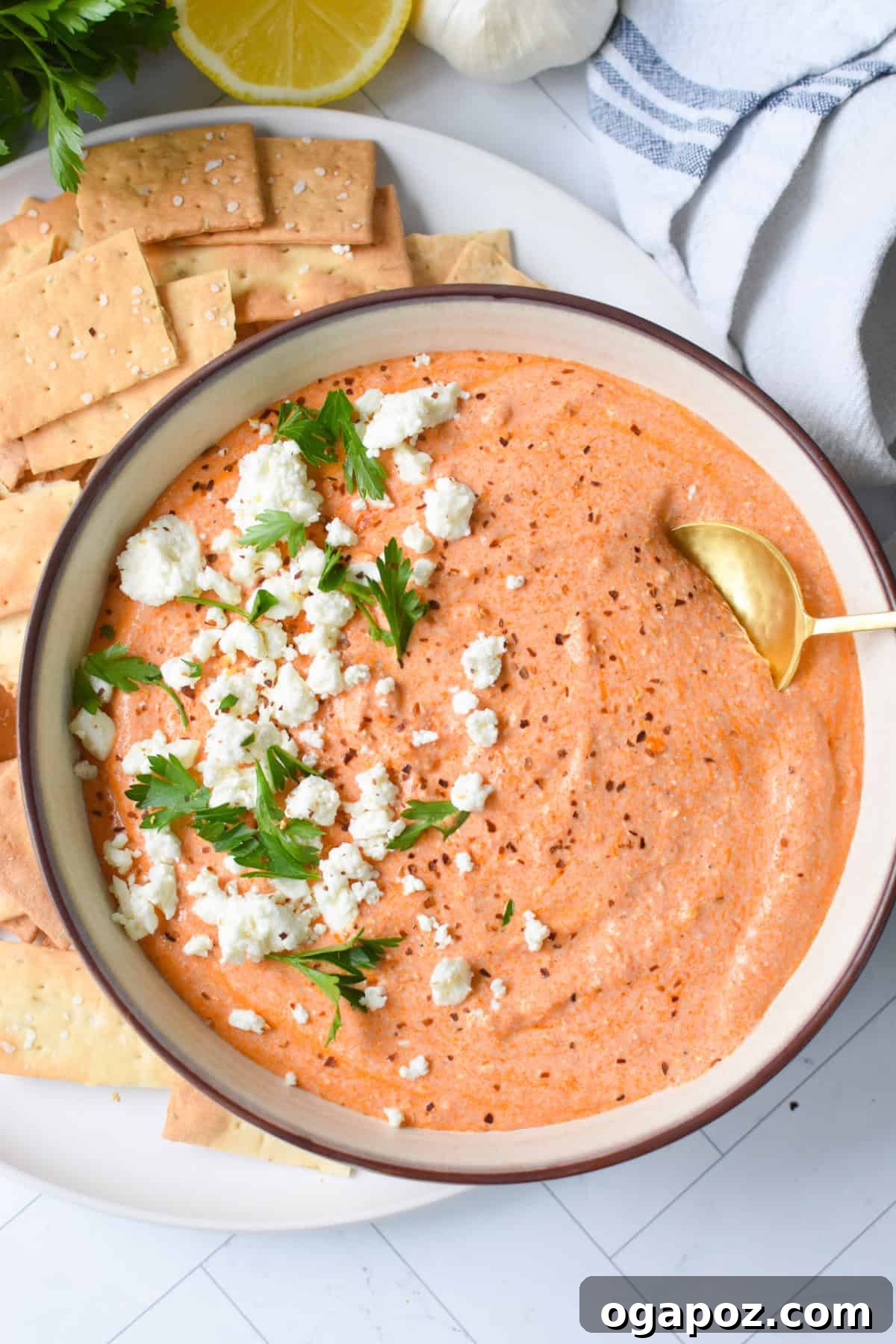 Creamy Roasted Red Pepper and Feta Dip Recipe 2 Roasted Red Pepper Feta Dip