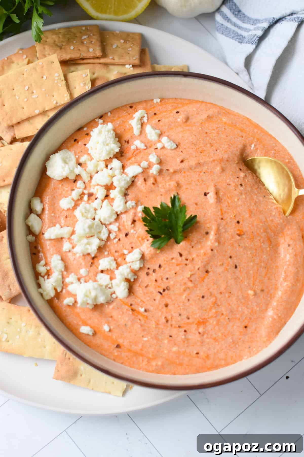 Creamy Roasted Red Pepper and Feta Dip Recipe 6 Creamy Roasted Red Pepper Feta Dip