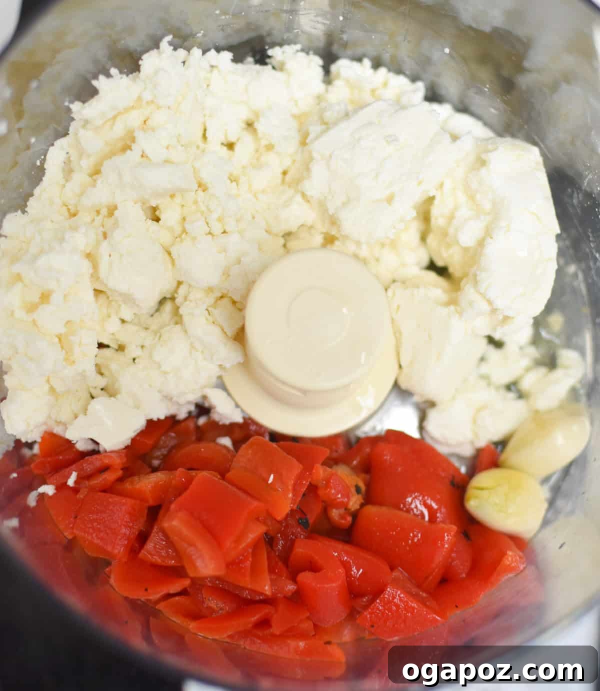Creamy Roasted Red Pepper and Feta Dip Recipe 7 Peppers and feta in a food processor
