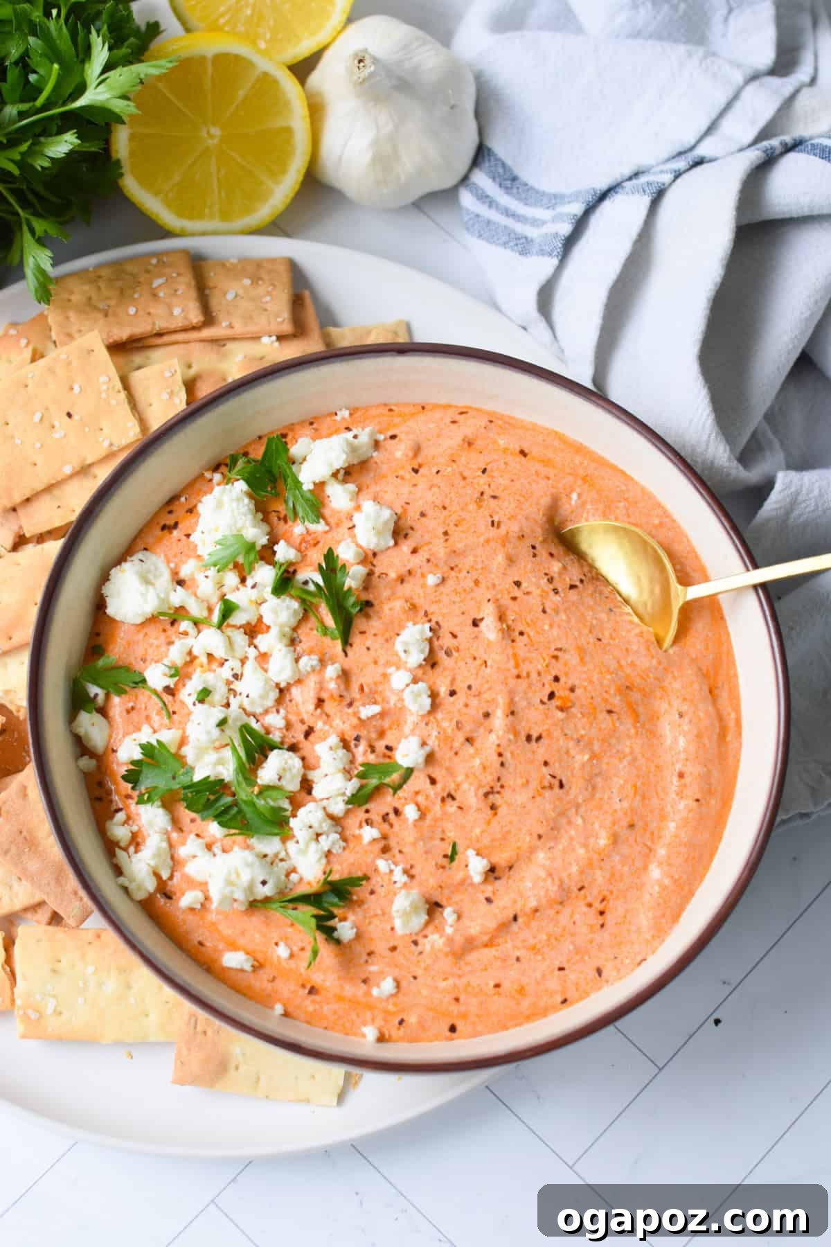 Creamy Roasted Red Pepper and Feta Dip Recipe 9 Spicy Roasted Red Pepper Feta Dip