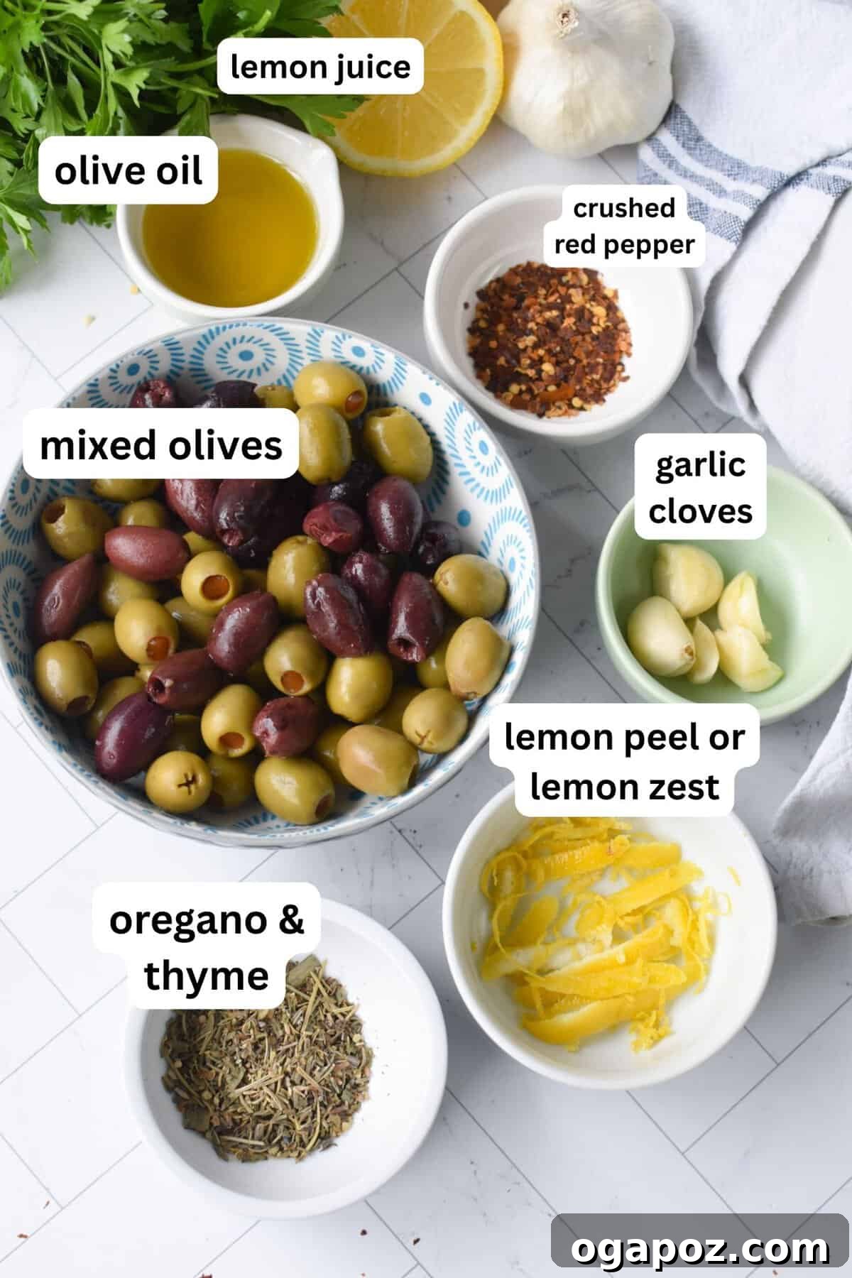 Warm Lemon-Herb Olives with Mediterranean Spices — 10-Minute Appetizer 5 Warm Olives recipe ingredients